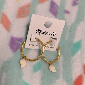 Madewell sea shell sterling silver gold charm earrings new never worn